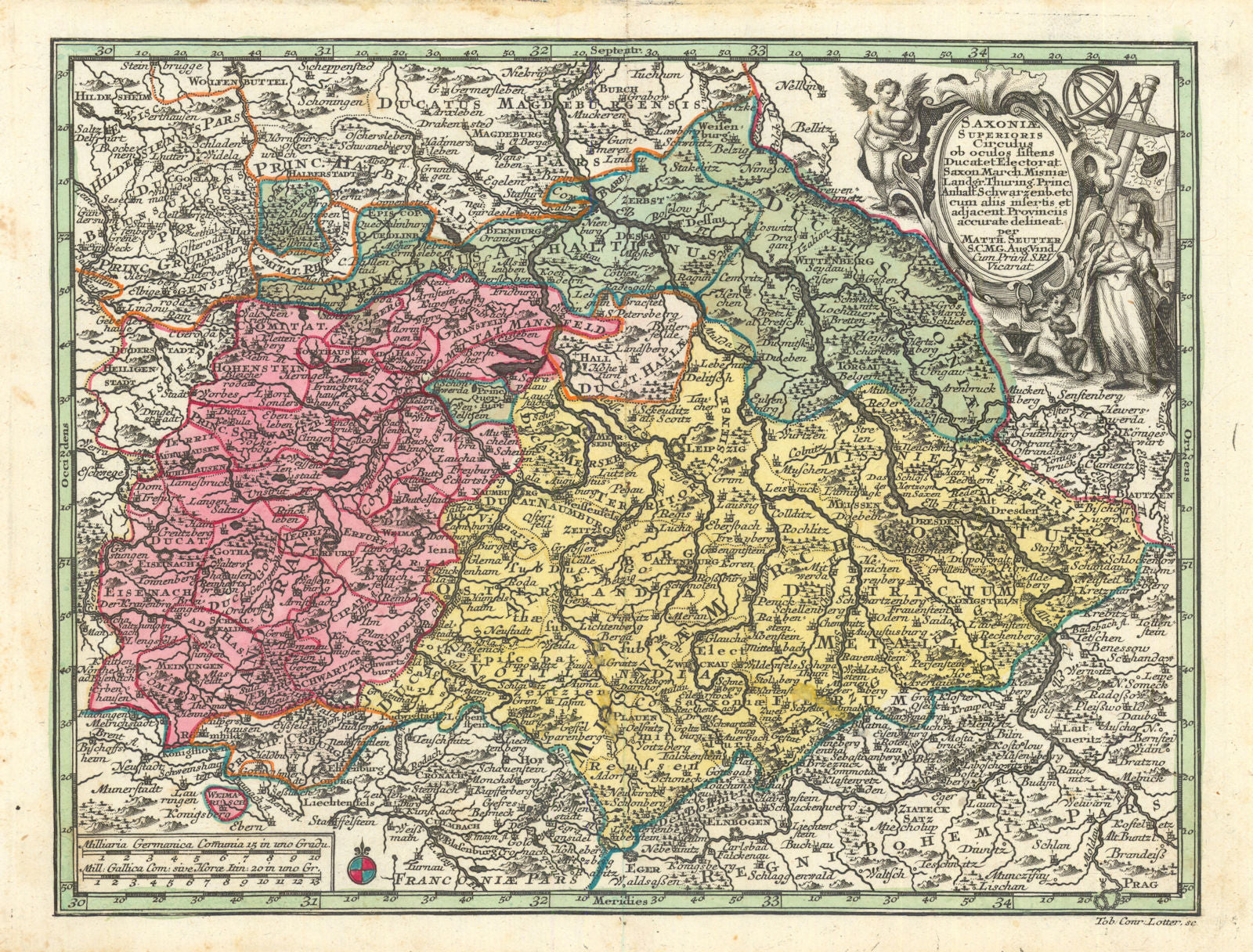 Saxoniae Superioris Circulus… Circle of Upper Saxony. Germany. Seutter c1744 map